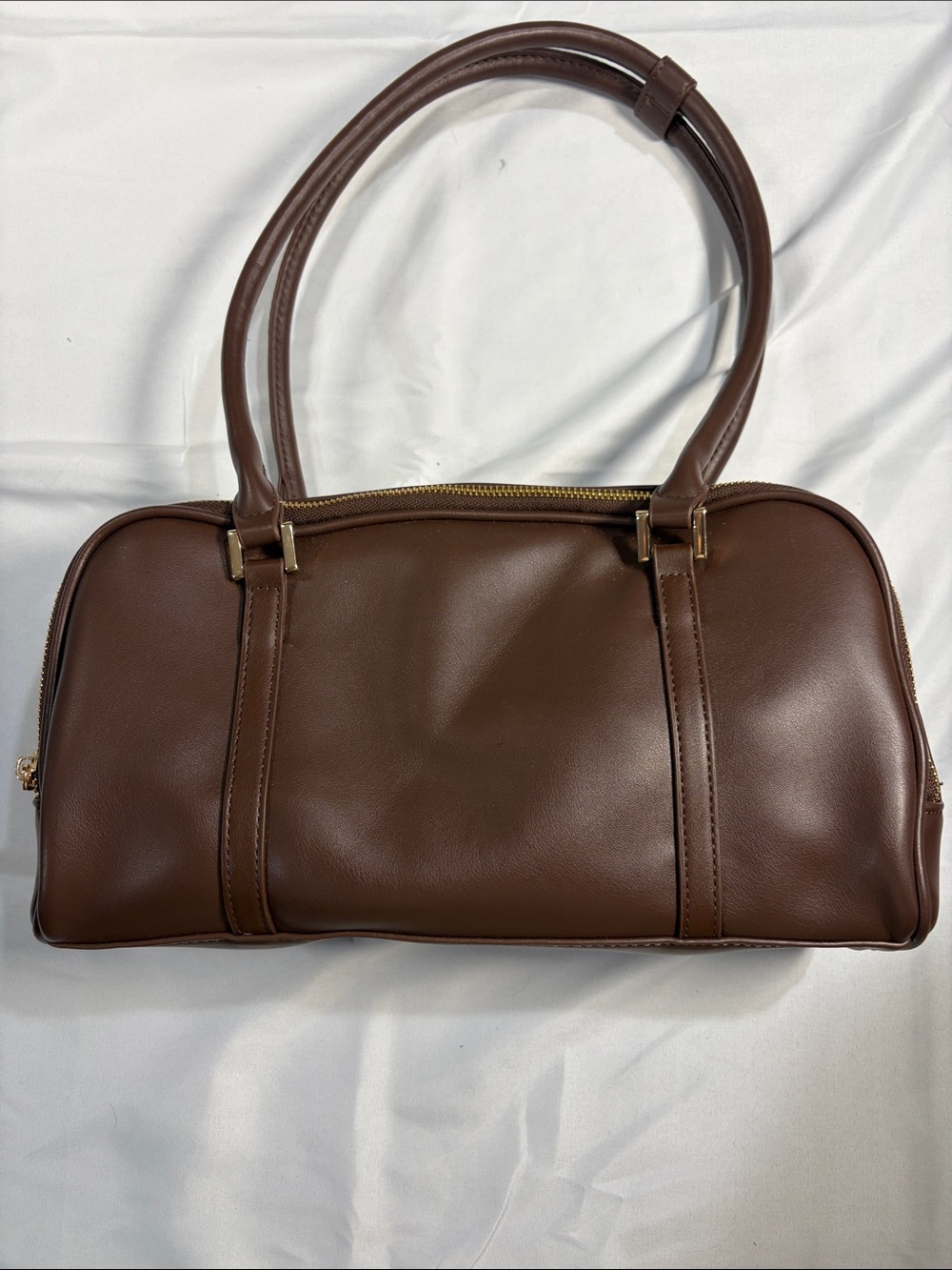 Urban Expressions Brown Faux-Leather Shoulder Bag with Gold Hardware
